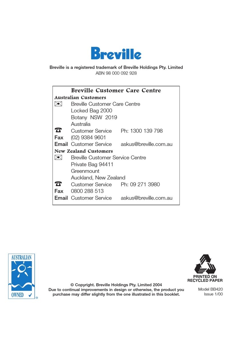 Breville BB420 Guide rapide