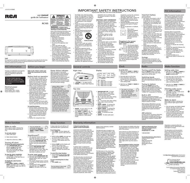 RCA RC105 Manuel utilisateur