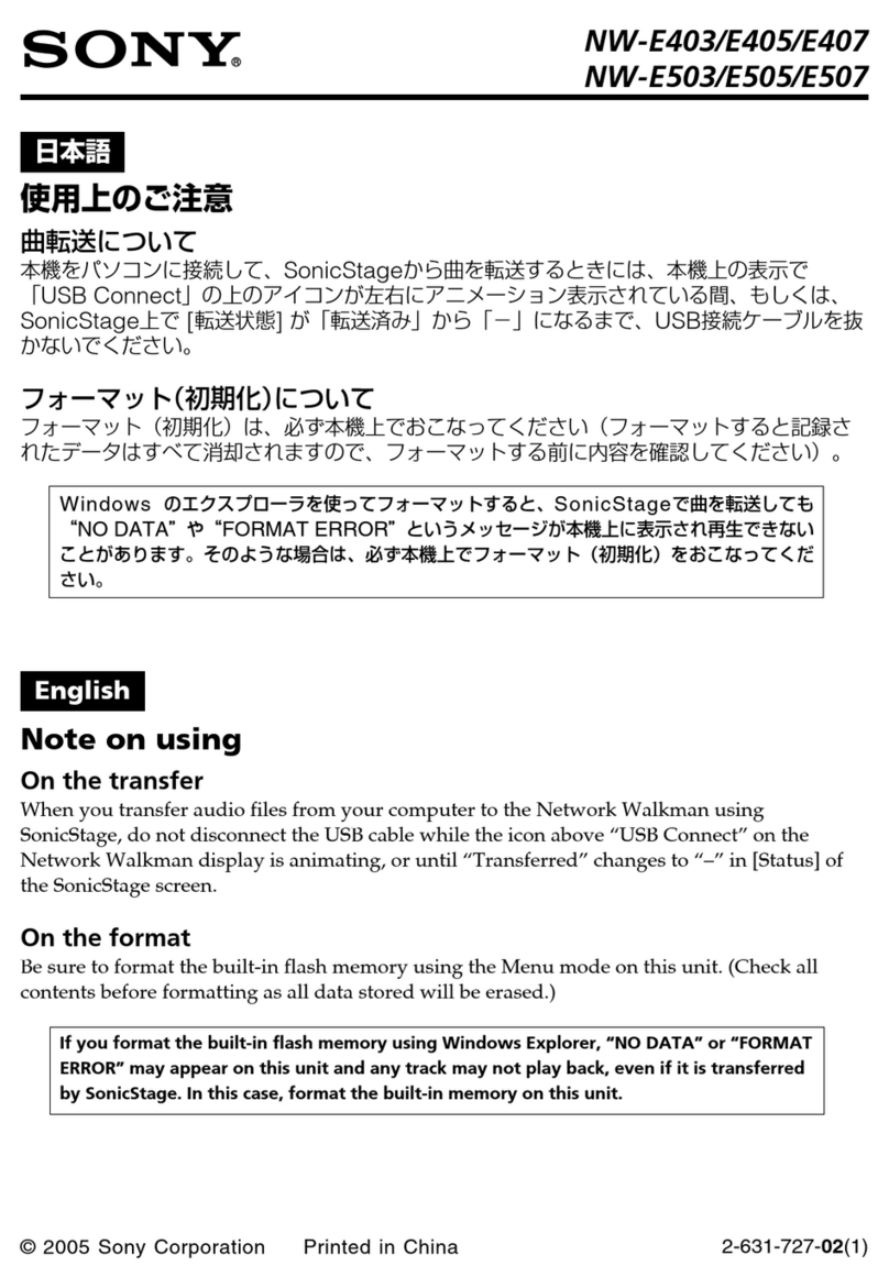 Sony NW-E505 - Network Walkman Guide de démarrage rapide