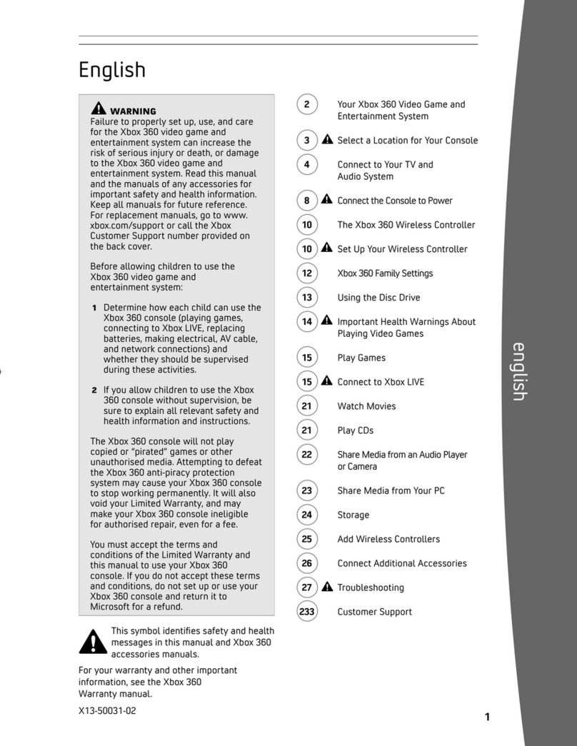 Microsoft 52V-00088 -  360 Elite System Game Console Manuel utilisateur