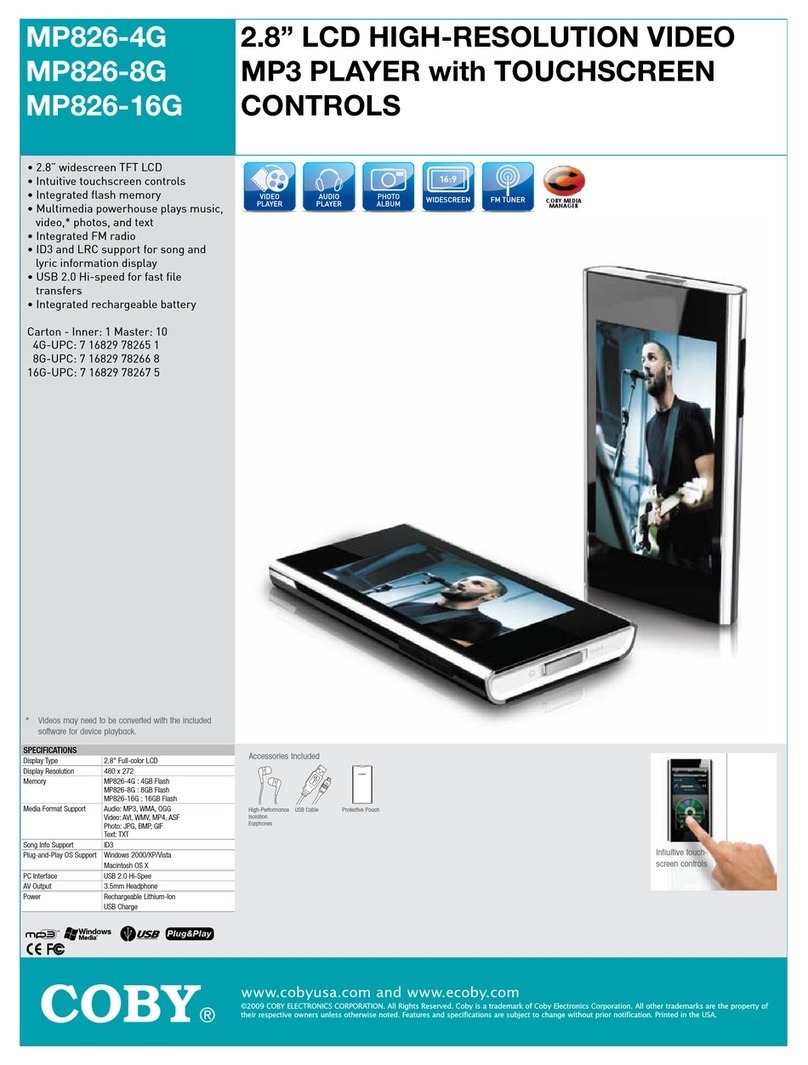 Coby MP826-16GBLK Manuel utilisateur