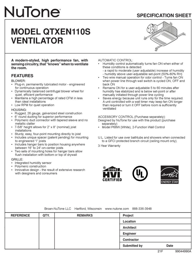 NuTone QTXEN110S Manuel utilisateur