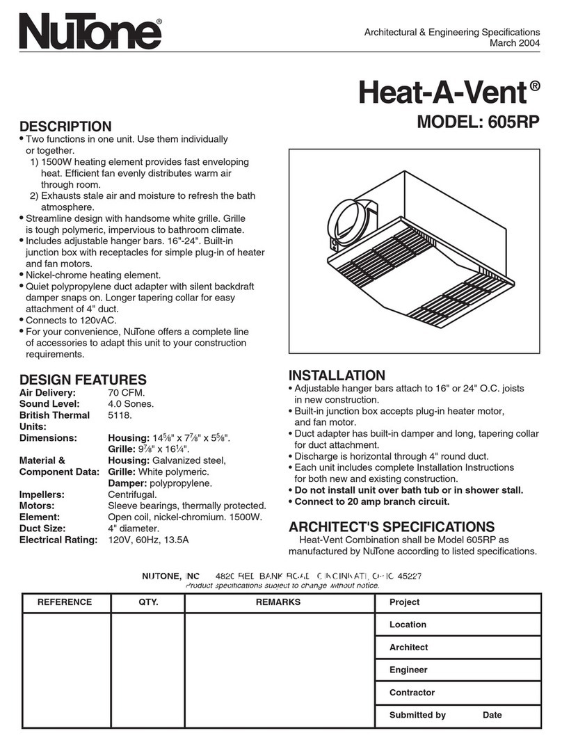 NuTone Heat-A-Vent 605RP Manuel utilisateur