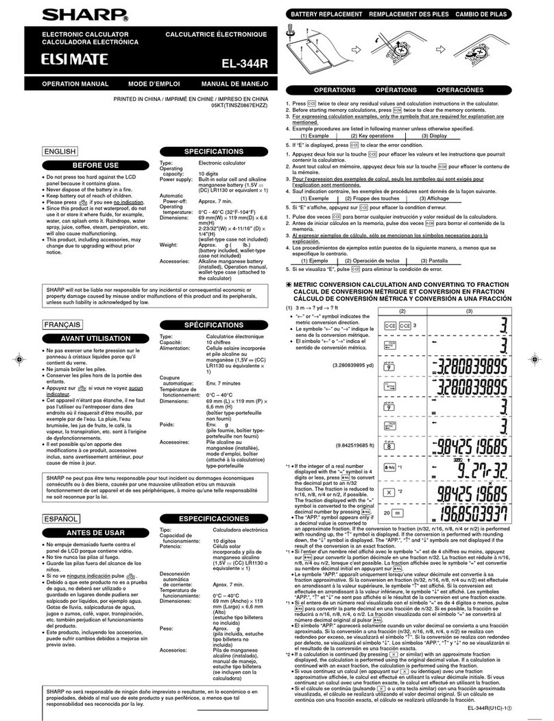 Sharp ELSIMATE EL-344R Manuel utilisateur