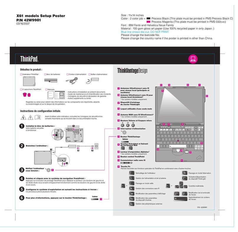 Lenovo ThinkPad X61s Manuel utilisateur Lenovo ThinkPad X61s Manuel utilisateur