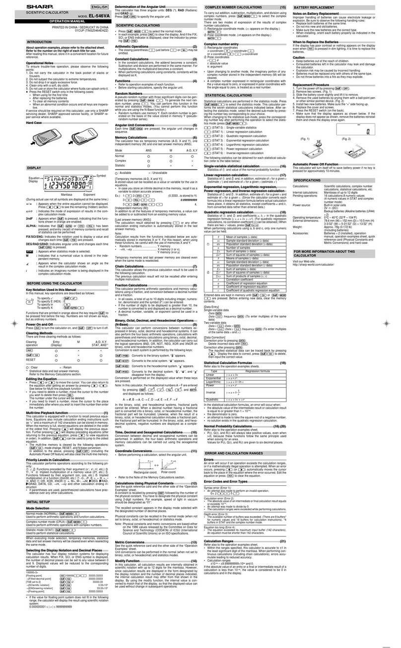 Sharp EL-546VA Manuel utilisateur