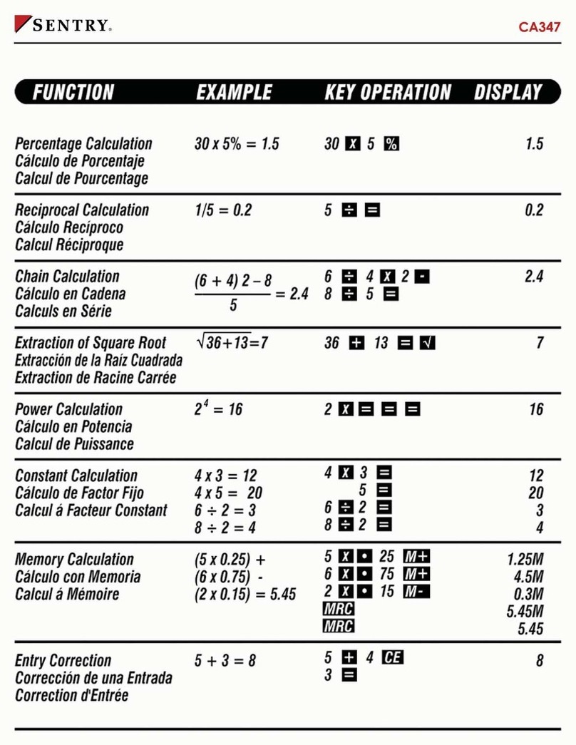 Sentry CA347 Manuel utilisateur Sentry CA347 Manuel utilisateur