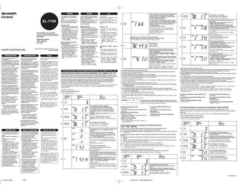 Sharp EL-T100 Manuel utilisateur