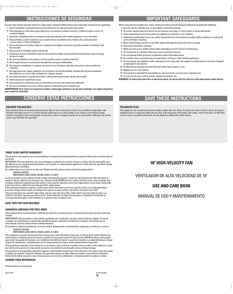 Windmere CH-18C Instructions d'installation