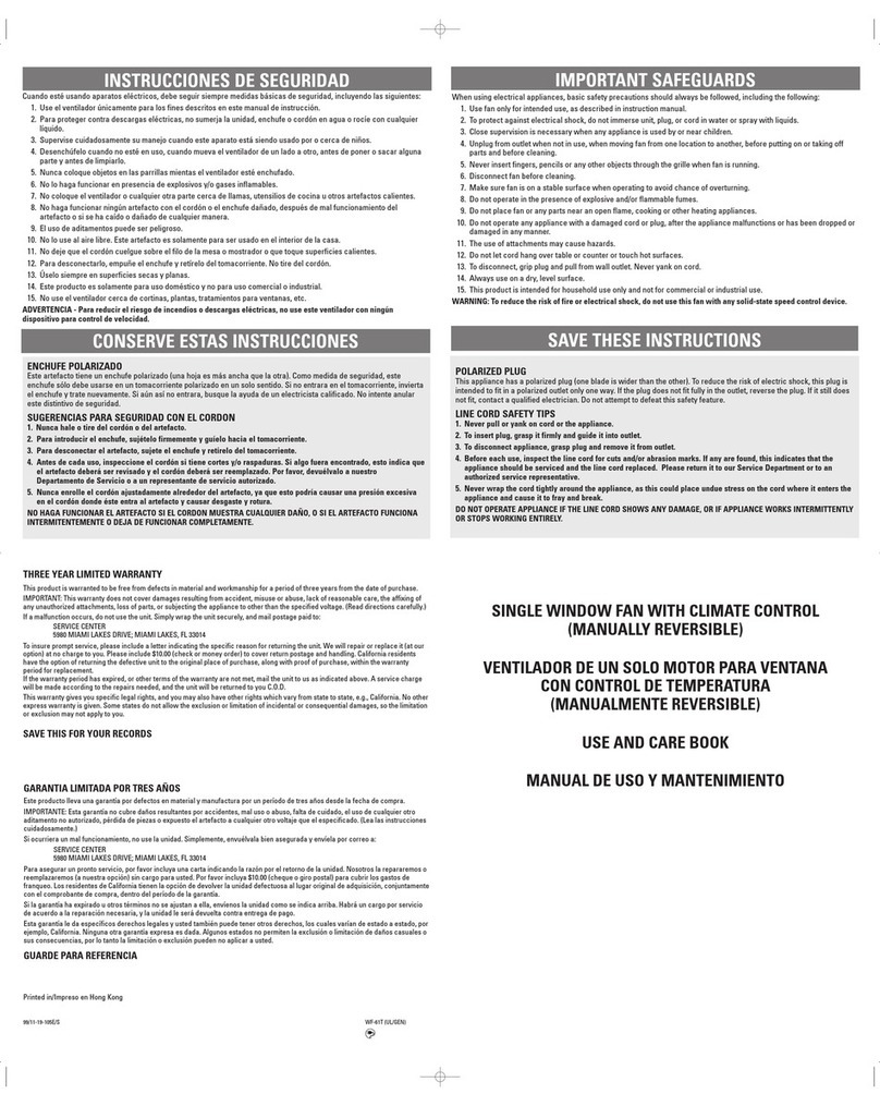 Windmere WF-61T Instructions d'installation