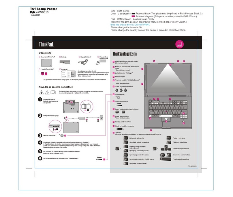 Lenovo ThinkPad T61 Mode d’emploi