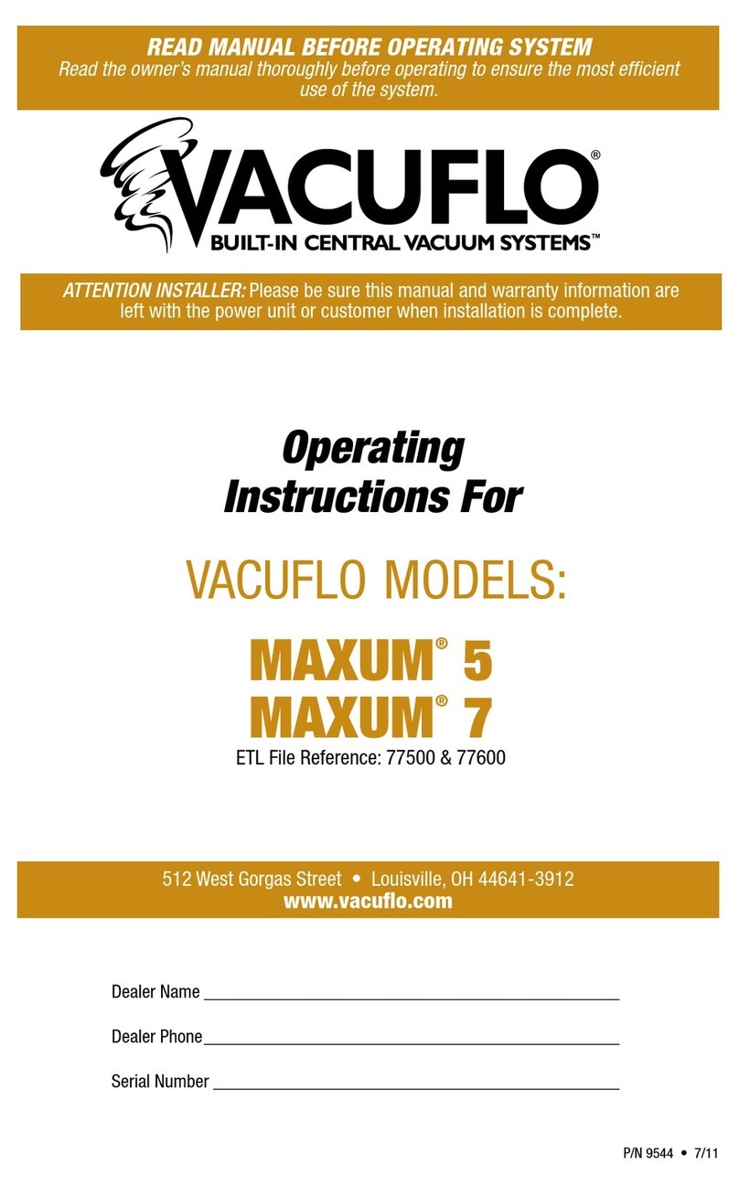 Vacuflo MAXUM 5 Manuel utilisateur Vacuflo MAXUM 5 Manuel utilisateur
