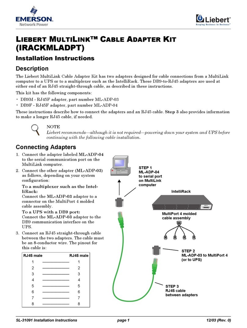 Emerson LIEBERT MULTILINK IRACKMLADPT Manuel utilisateur