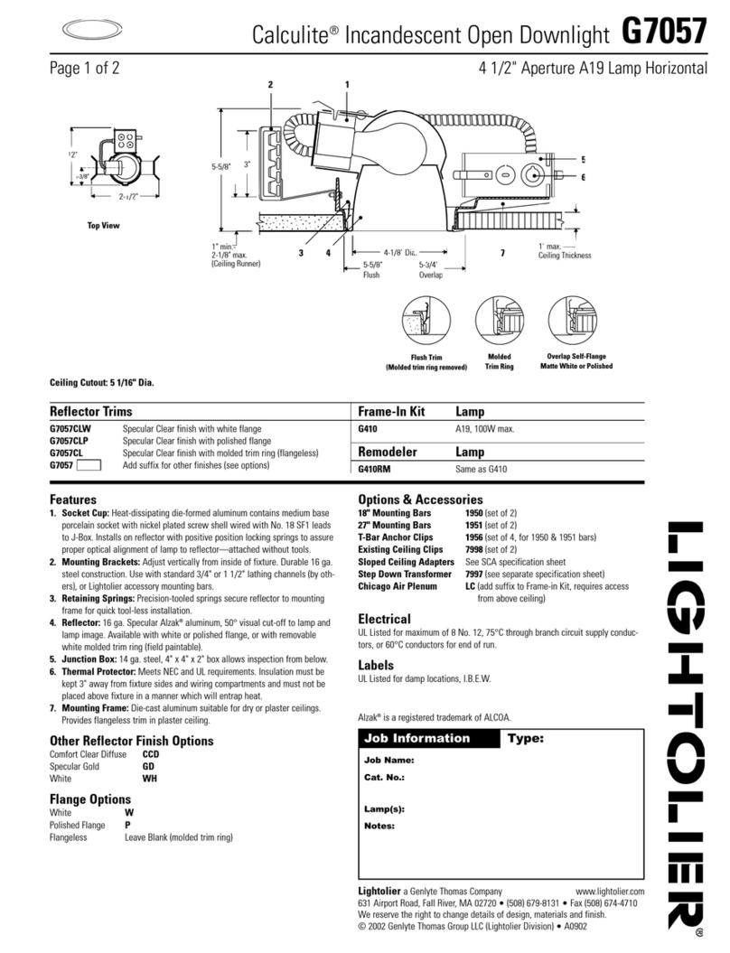Lightolier Calculite G7057 Manuel utilisateur