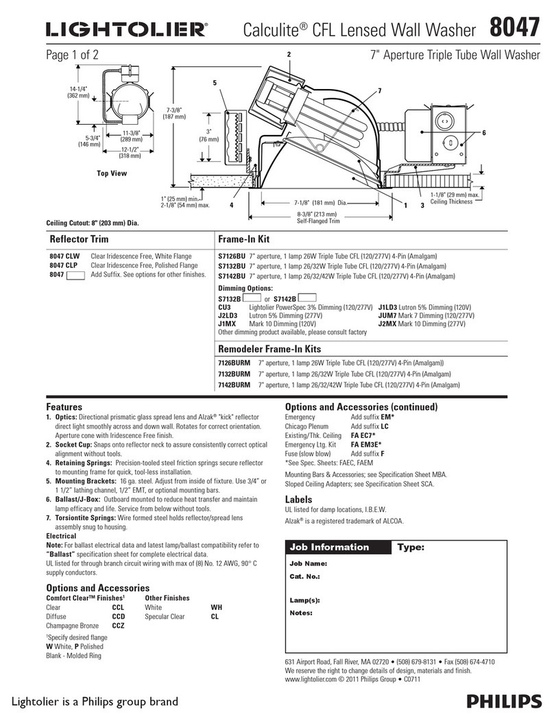 Lightolier Calculite 8047 Manuel utilisateur