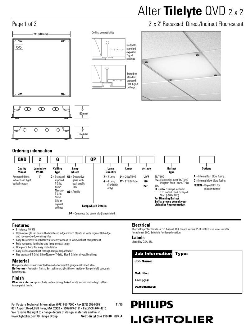 Lightolier Alter Tilelyte QVD Manuel utilisateur