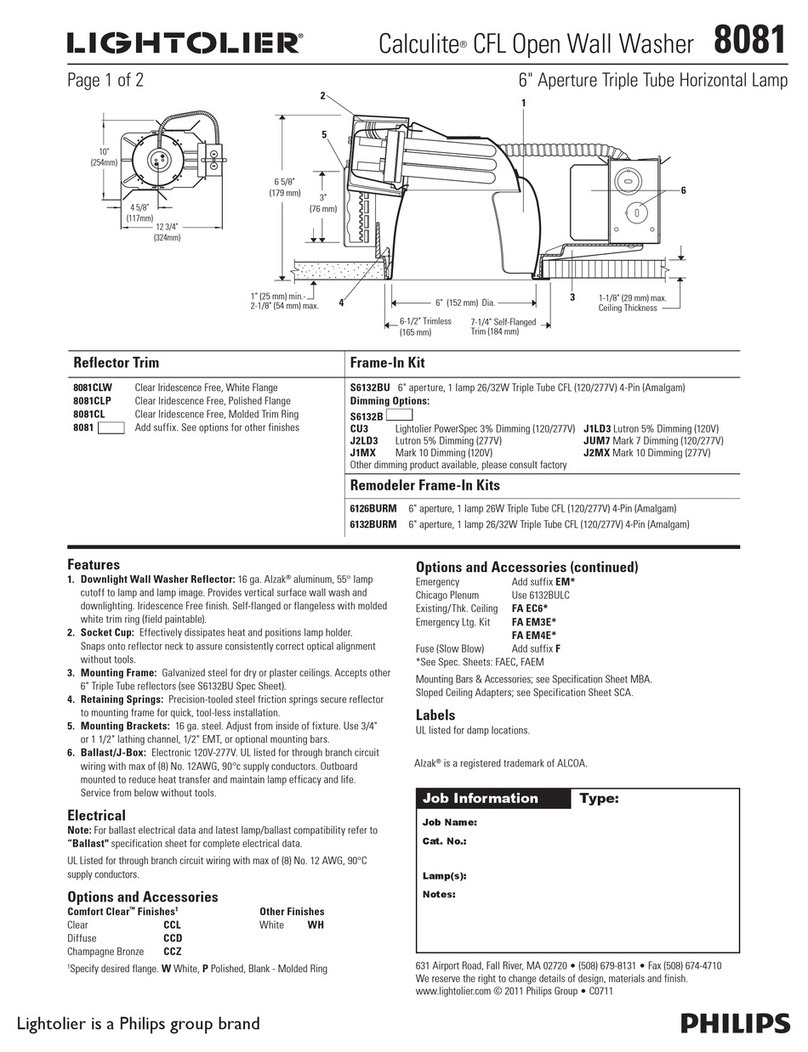 Lightolier Calculite 8081 Manuel utilisateur