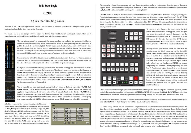 Solid State Logic C200  routing guide Manuel utilisateur