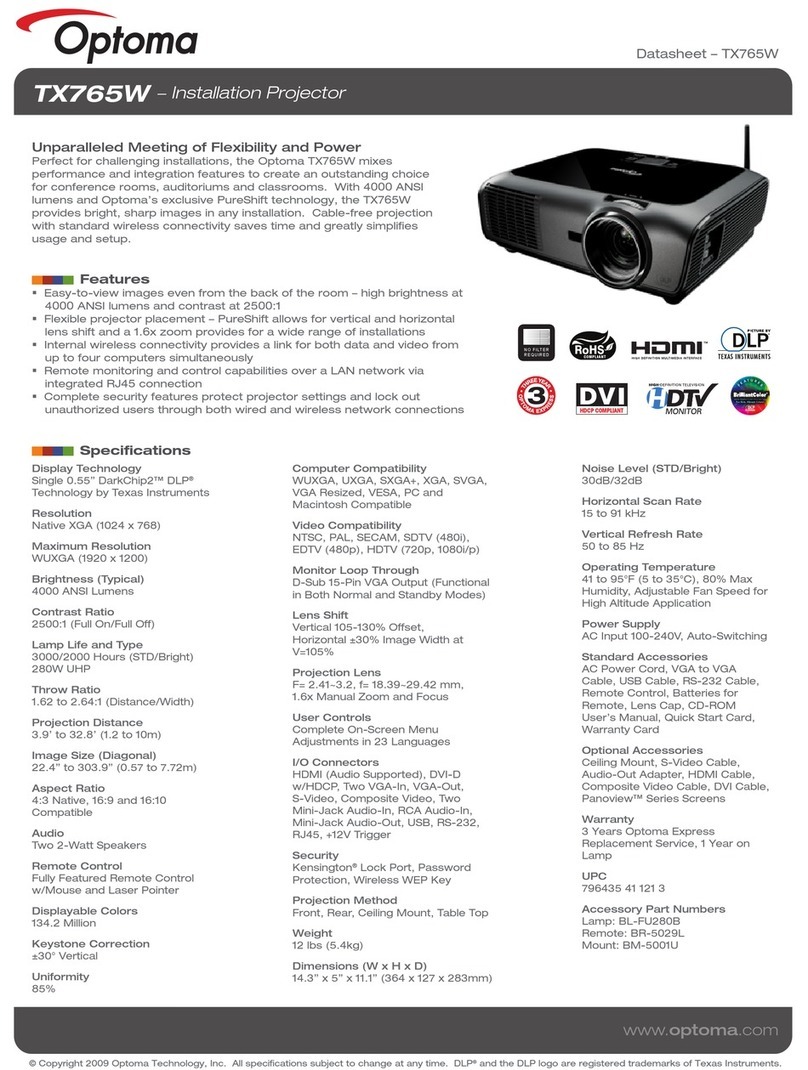 Optoma TX765W Manuel utilisateur