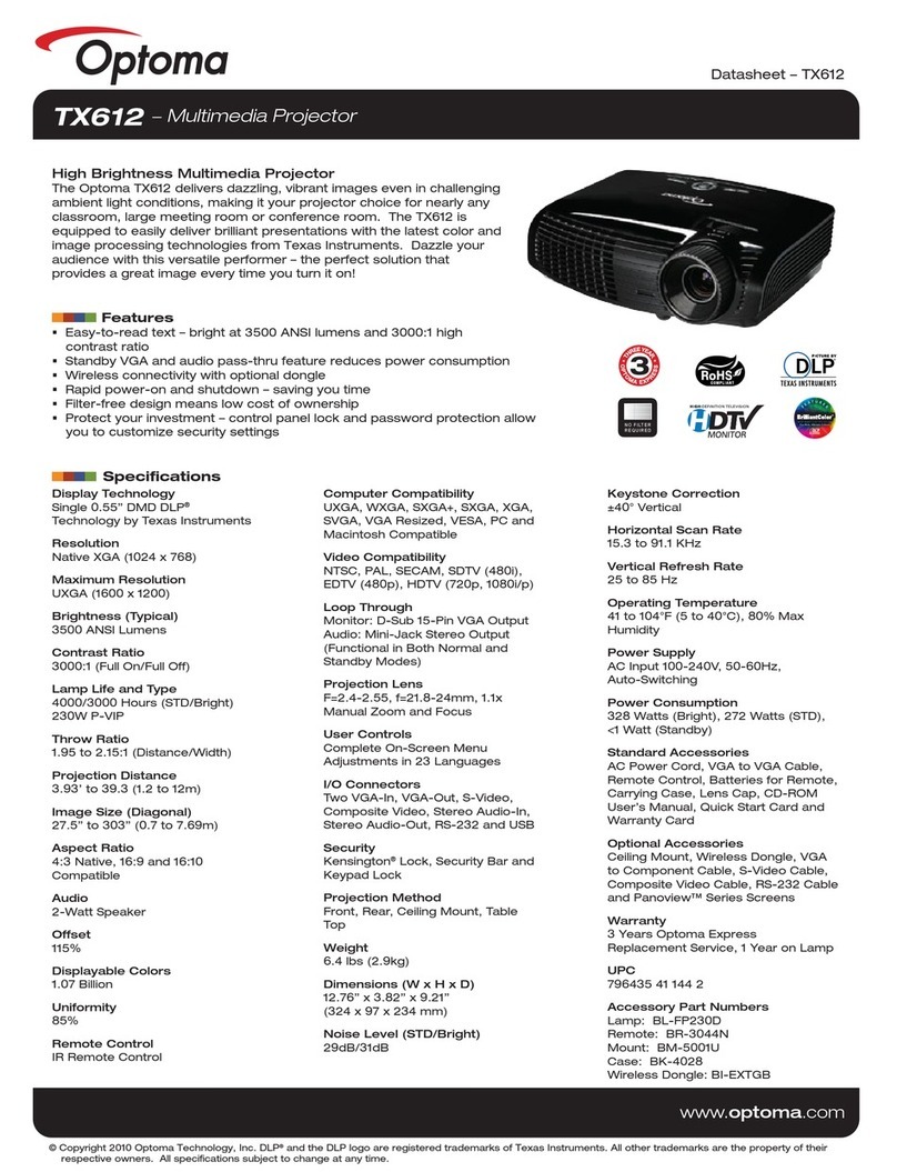 Optoma Optoma TX612 Manuel utilisateur