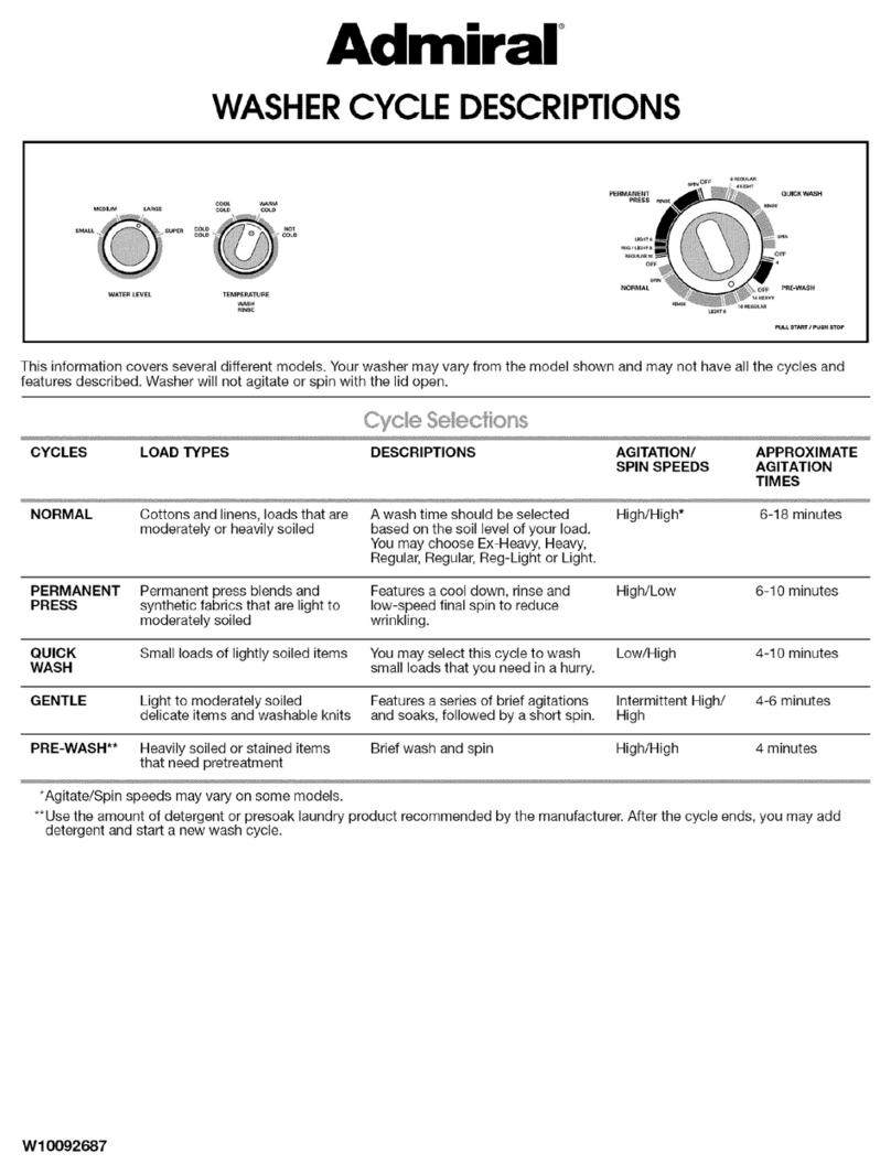 Admiral W10092687 Instructions d'utilisation et d'installation