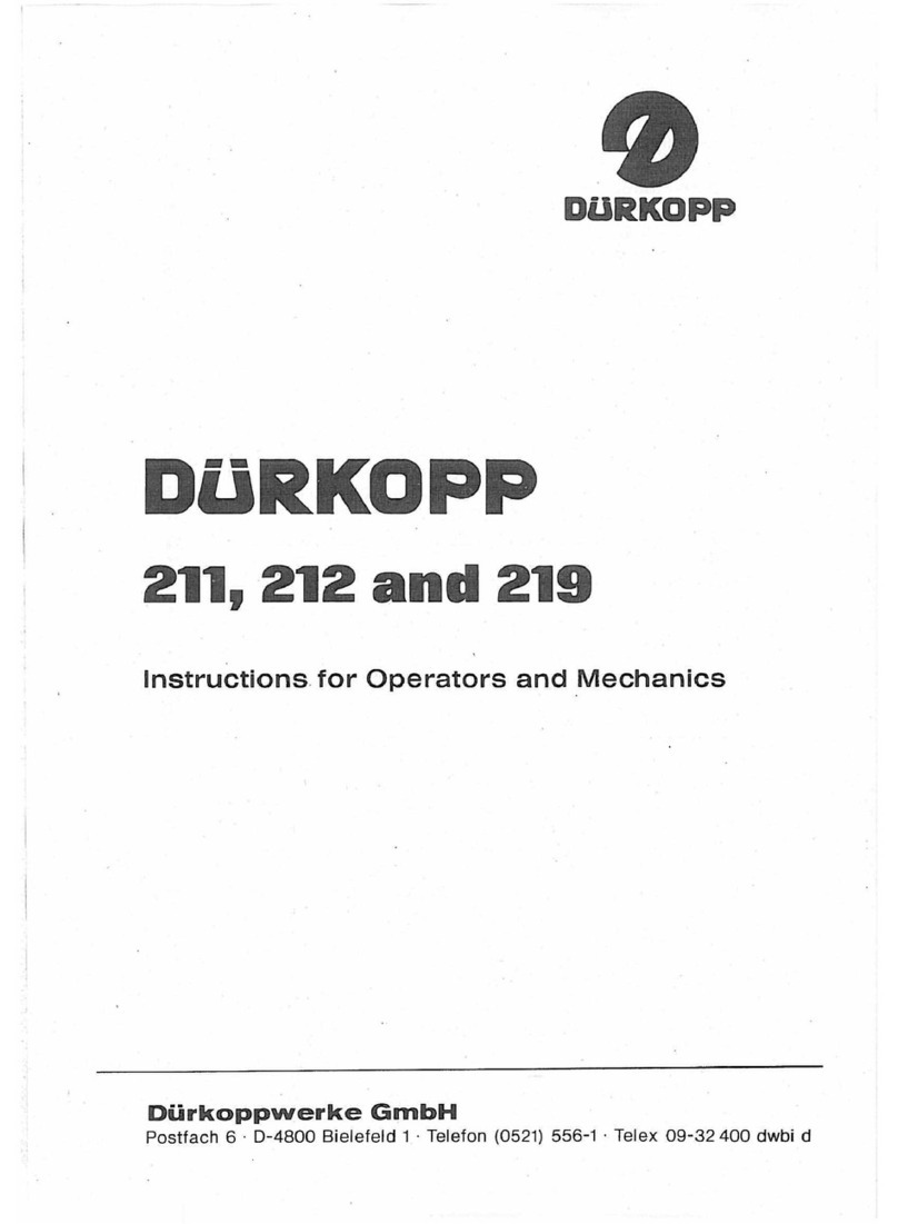 DURKOPP ADLER 219 Manuel d'exploitation et d'entretien