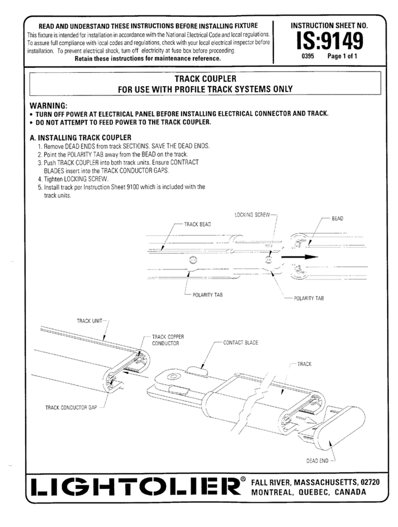 Lightolier TRACK COUPLE Instructions d'utilisation Lightolier TRACK COUPLE Instructions d'utilisation