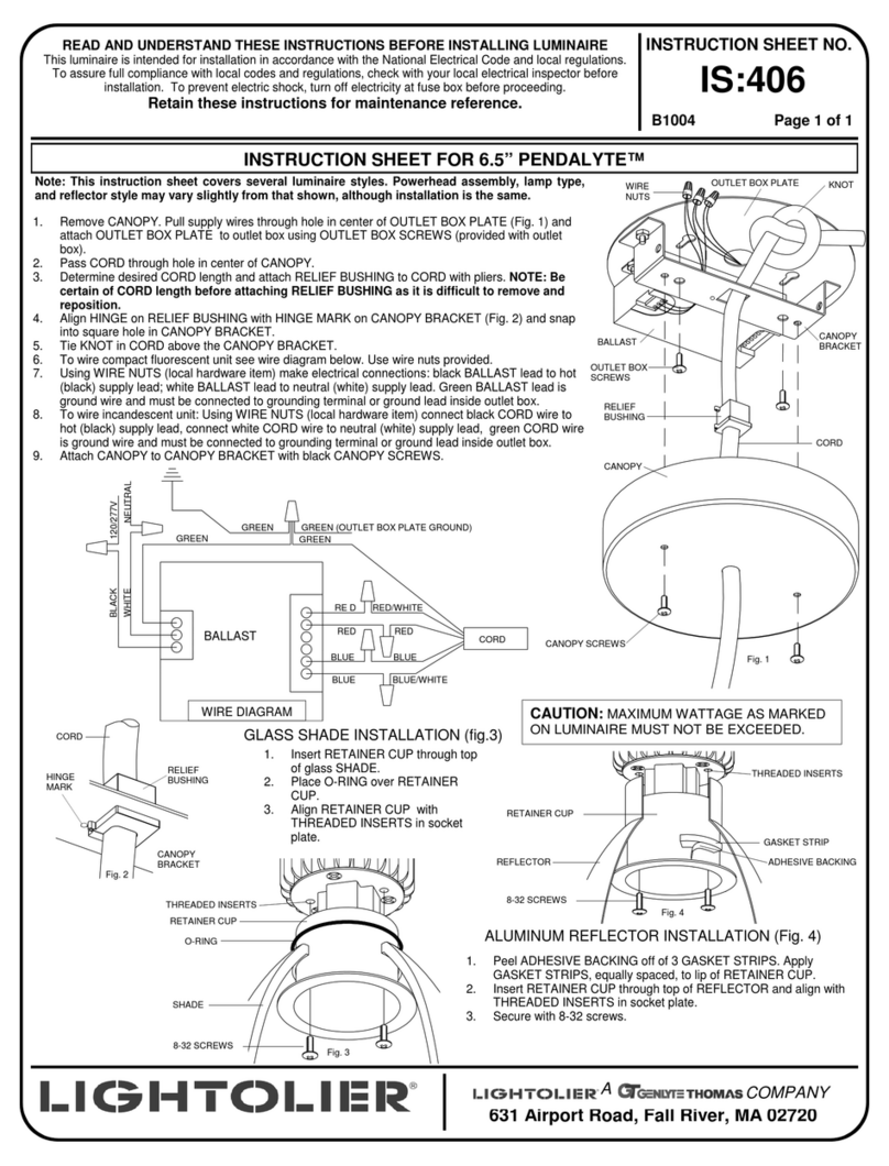 Lightolier 6.5 PENDALYTE Instructions d'utilisation
