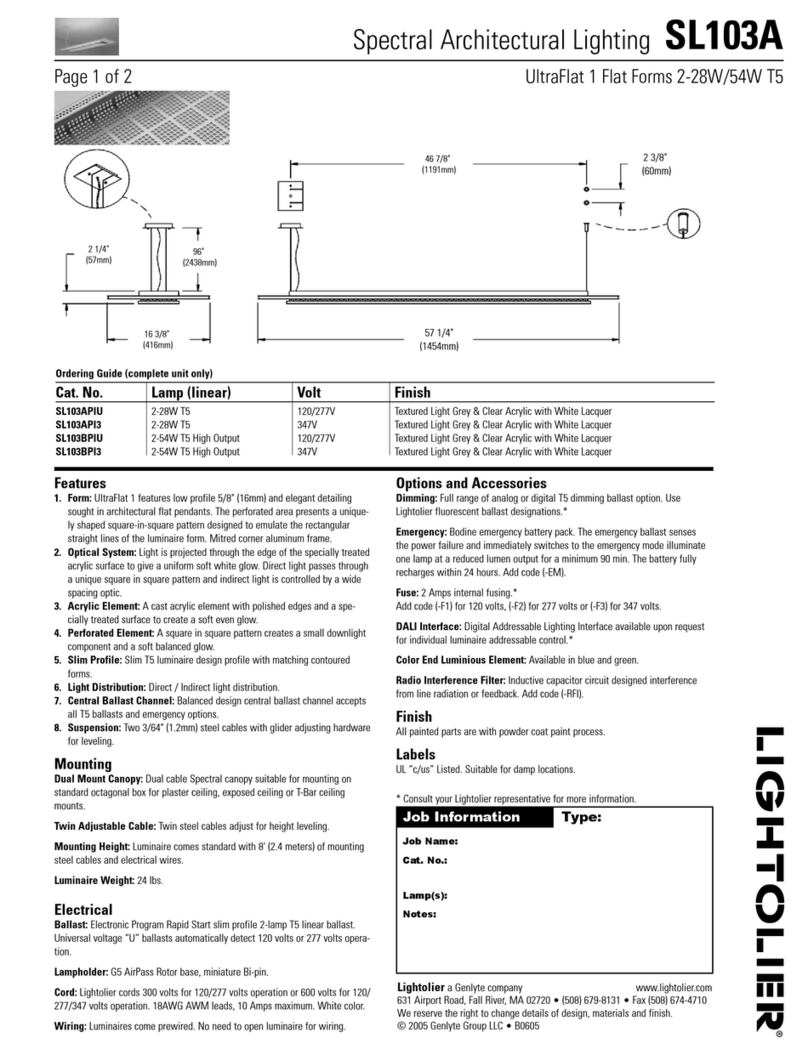 Lightolier SL103A Manuel utilisateur