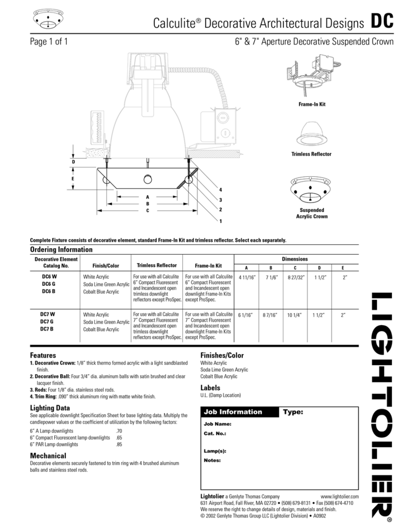 Lightolier Calculite DC Manuel utilisateur