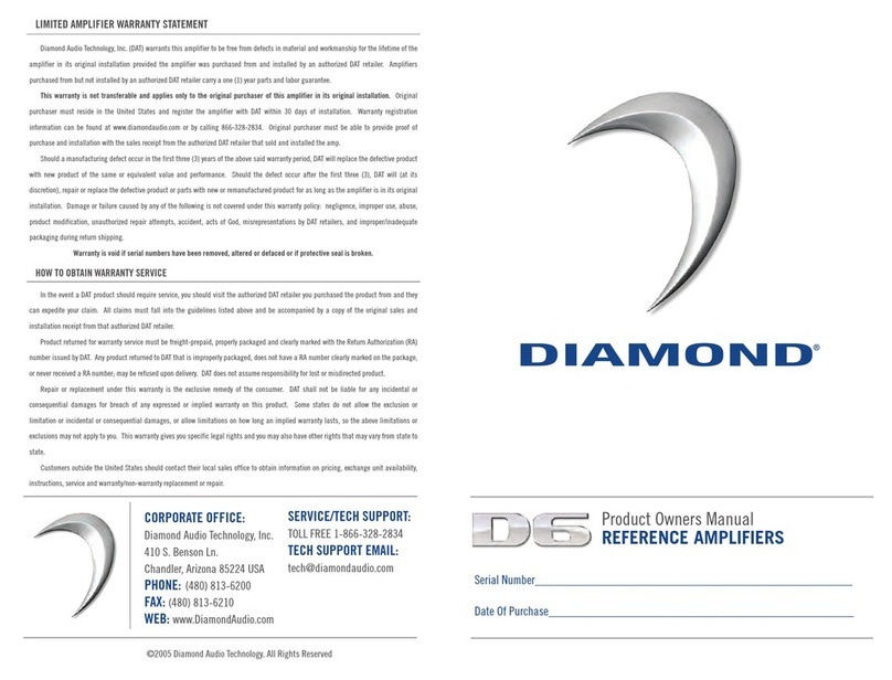 Diamond Audio Technology D6 Series Manuel utilisateur
