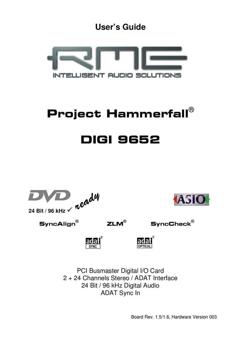 RME Audio Hammerfall DIGI9652 Manuel utilisateur