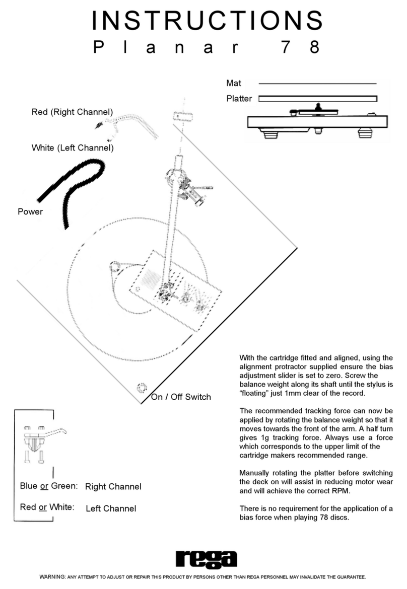 Rega Planar 78 Manuel utilisateur