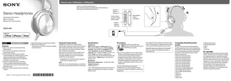 Sony MDR-X05 Manuel utilisateur