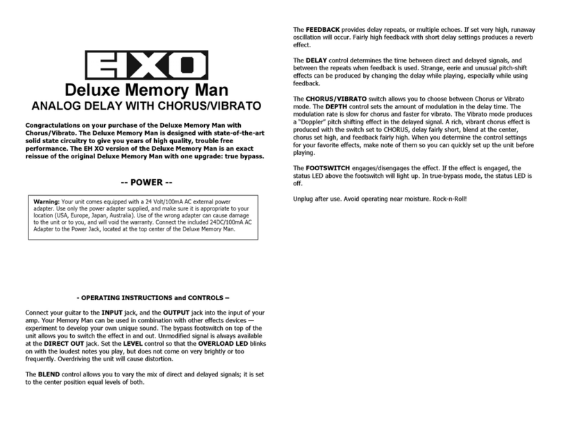 Electro-Harmonix Deluxe Memory Man Manuel utilisateur