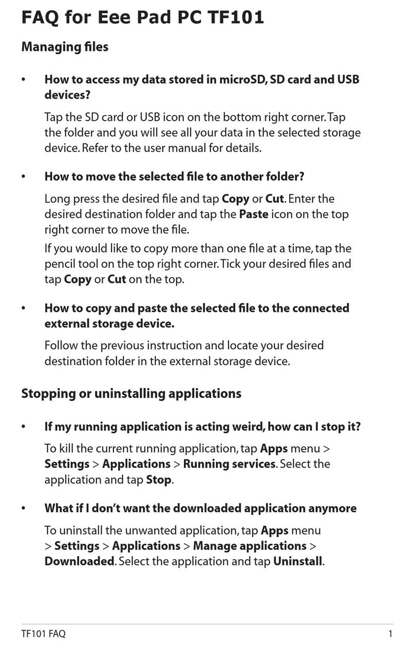 Asus Eee Pad PC TF101 Guide d'installation