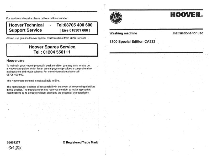 Hoover CA 232 Manuel utilisateur