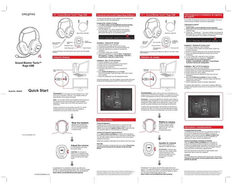 Creative SOUND BLASTER TACTIC3D OMEGA WIRELESS Manuel utilisateur