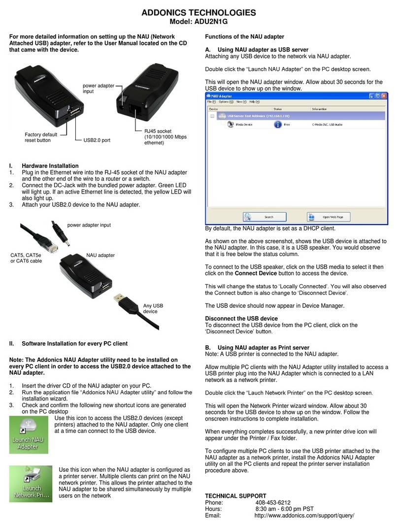 Addonics Technologies ADU2N1G Manuel utilisateur Addonics Technologies ADU2N1G Manuel utilisateur