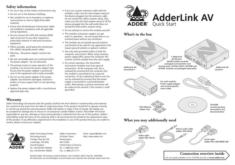ADDER AdderLink AV series Manuel utilisateur
