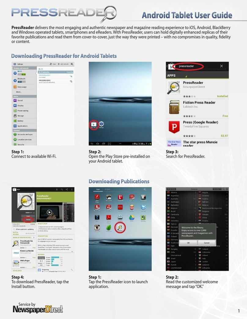 PressReader Android Tablet Software Manuel utilisateur
