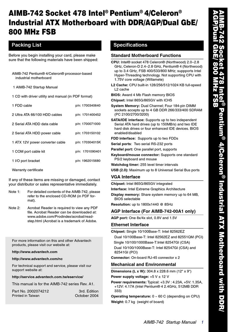 Intel AIMB-742 Socket 478 Manuel d'installation et d'exploitation