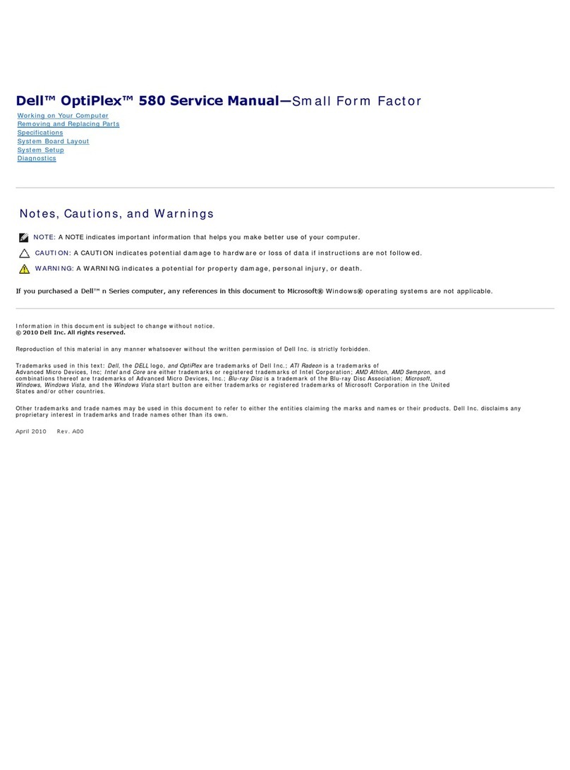 Dell OptiPlex 580 - Small Form Factor Manuel utilisateur