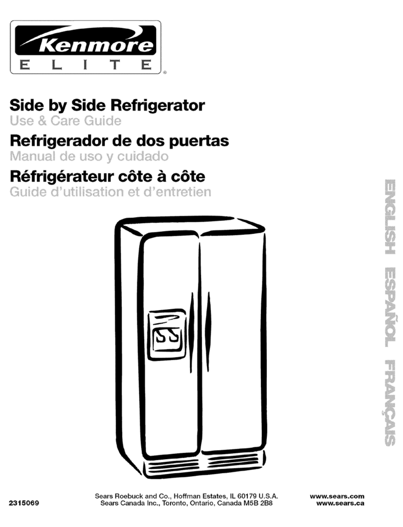 Kenmore Side by side refrigerator Manuel utilisateur