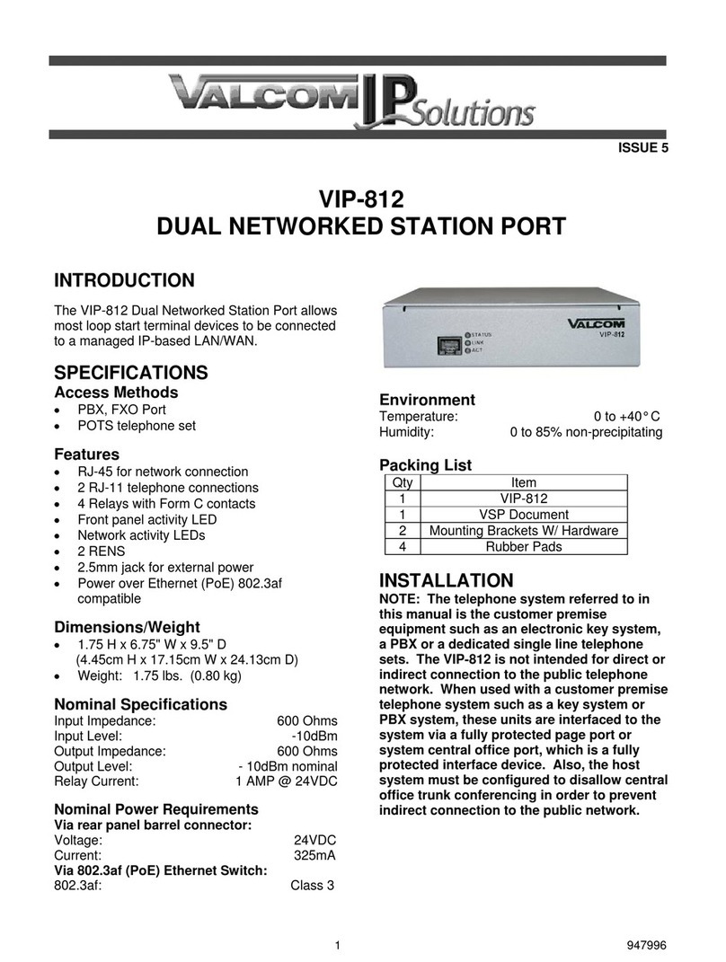 Valcom IP Solutions VIP-812 Manuel utilisateur