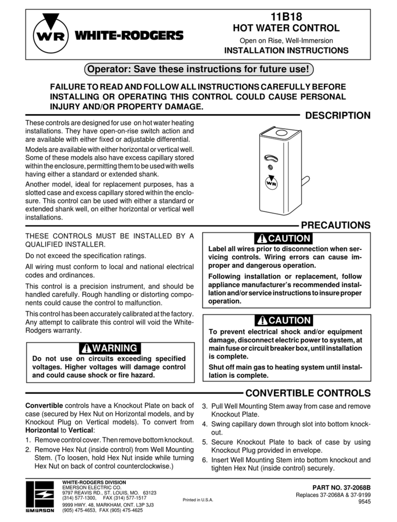 White Rodgers 11B18 Manuel utilisateur White Rodgers 11B18 Manuel utilisateur