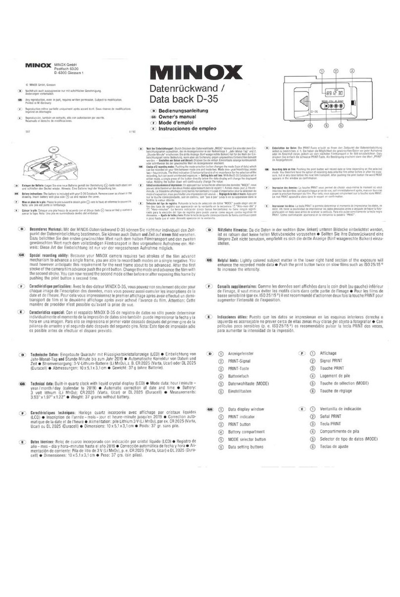Minox Data Back D35 Manuel utilisateur Minox Data Back D35 Manuel utilisateur