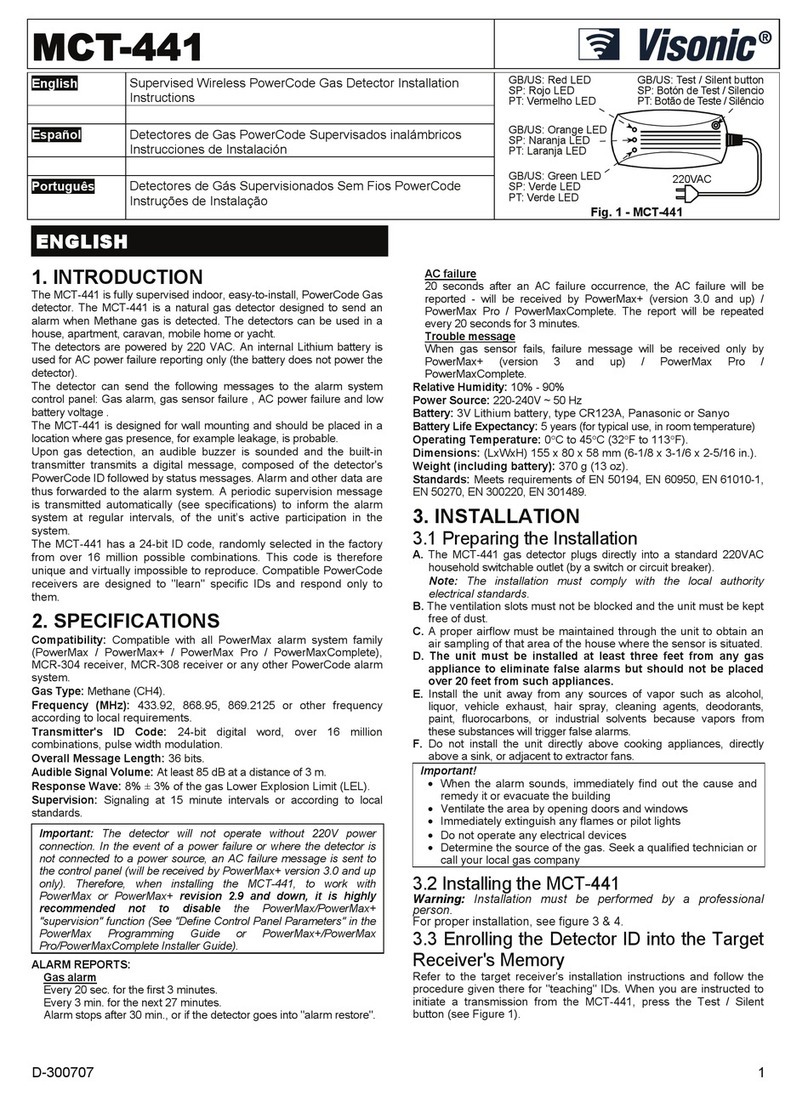 Visonic MCT-441 Manuel utilisateur