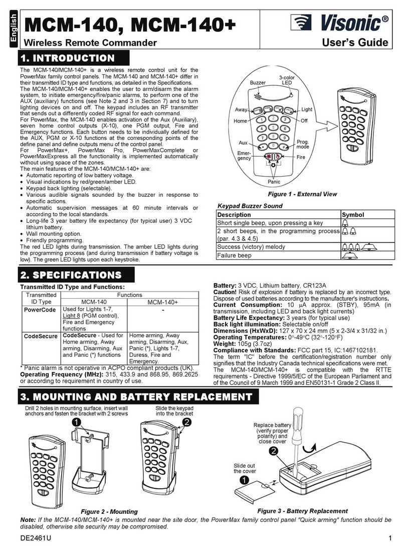 Visonic MCM-140 Manuel utilisateur
