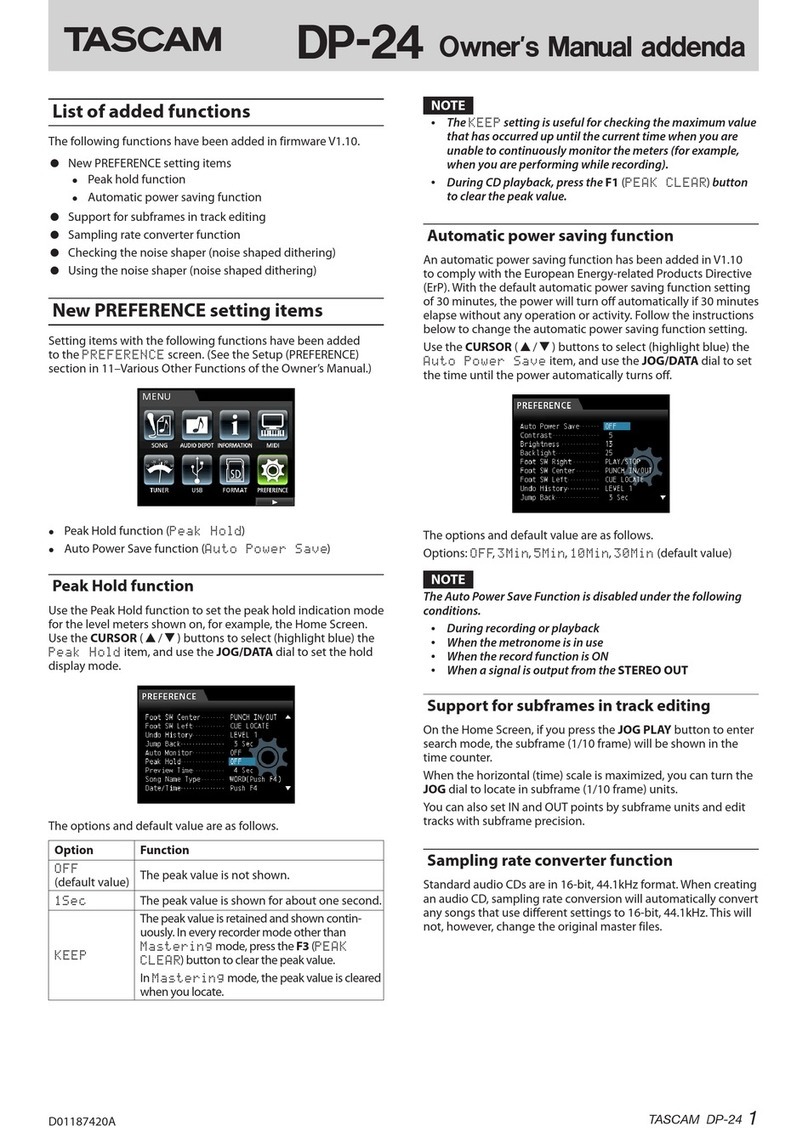 Tascam Digital Portastudio DP-24 Instructions d'installation et d'utilisation